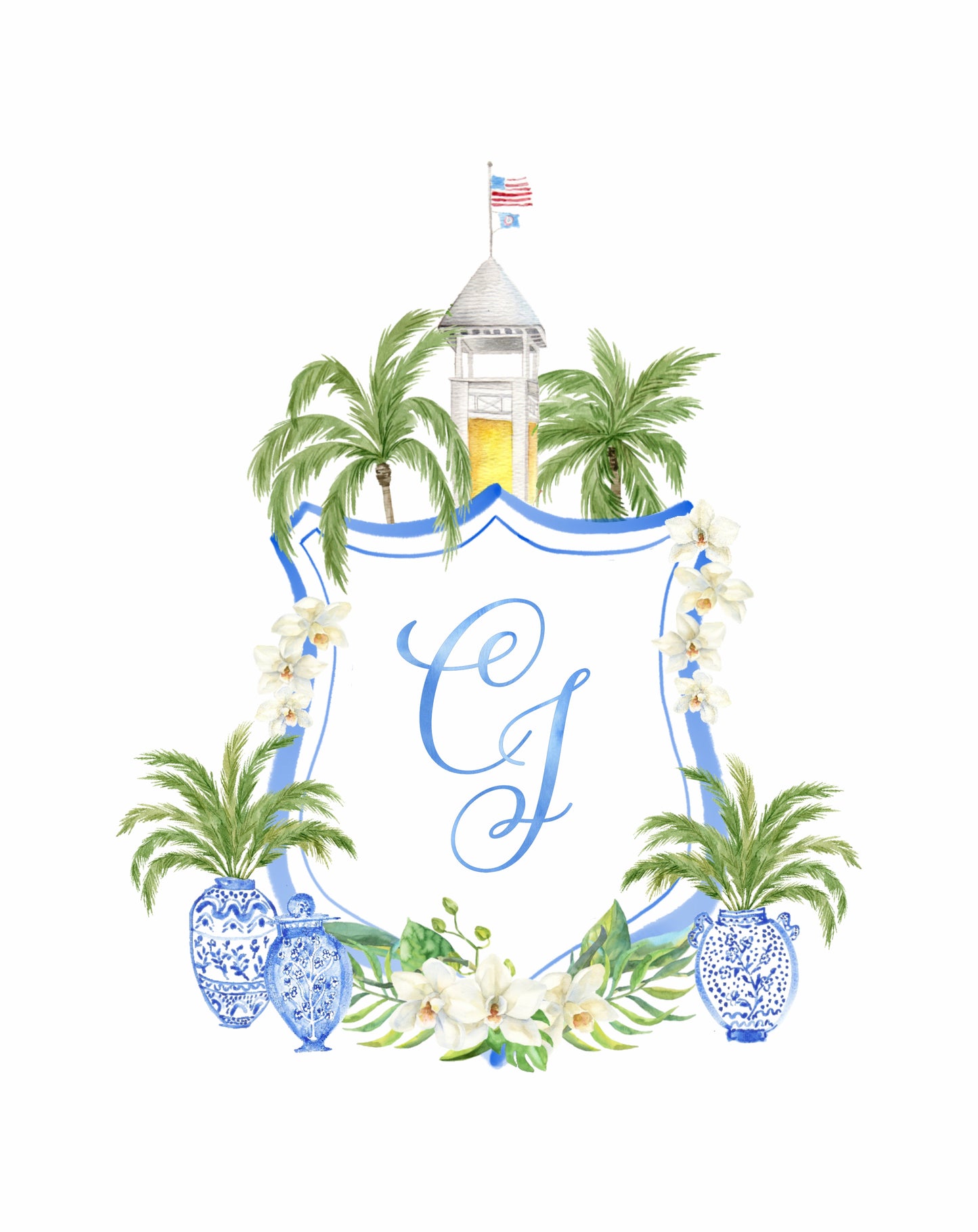 Pre-made Watercolor Wedding Crest 05