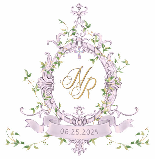 Pre-made Watercolor Wedding Crest 03