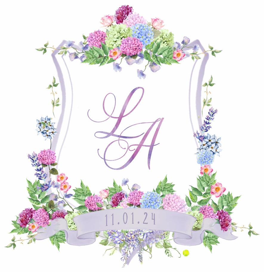 Pre-made Watercolor Wedding Crest 04