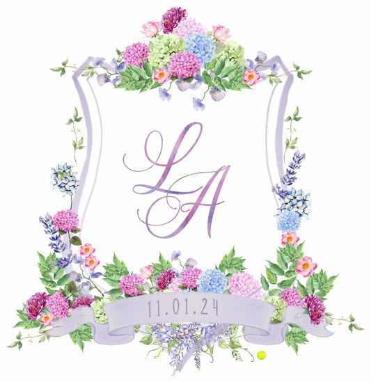 Pre-made Watercolor Wedding Crest 04